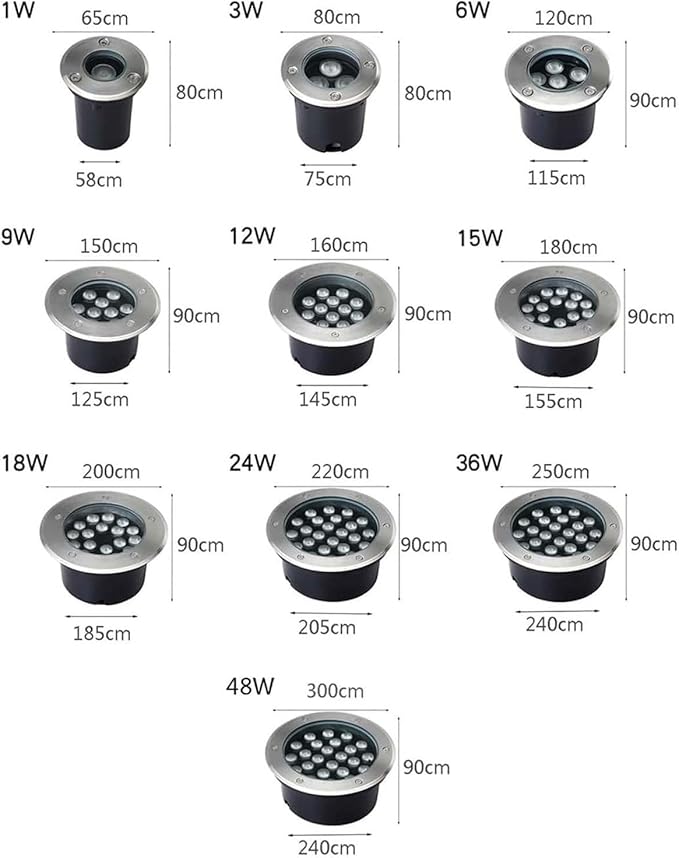 Outdoor Buried Lights Ground LED Landscape Lights IP66 Waterproof Recessed Ground Spotlight Round LED Underground Light for Garden Patio Fence Lawn Deck LiGreen-36W