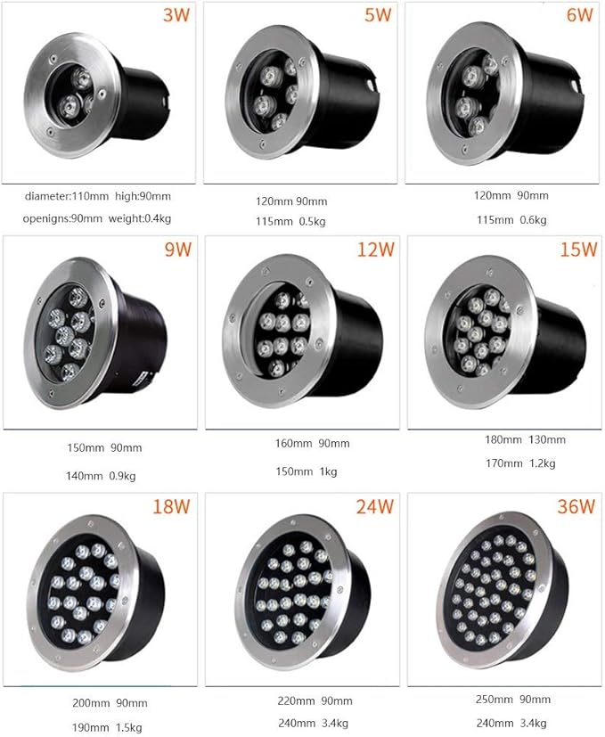 Underground Light LED Walkover Lights High Brightness Color Recessed Ground Spotlight IP67 Waterproof AC85-265V Used to Illuminate The Wall Terrace Lawn (Color : Cold White Size : 1W) (Green 3W)