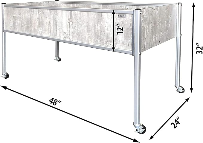 Foreman Raised Garden Bed on Wheels – Weather-Resistant Raised Garden Bed (48 x 24 x 32) with Drainage Ideal Raised Garden Bed for Vegetables &amp Flowers – 300 lb Capacity Monte Wood Grain