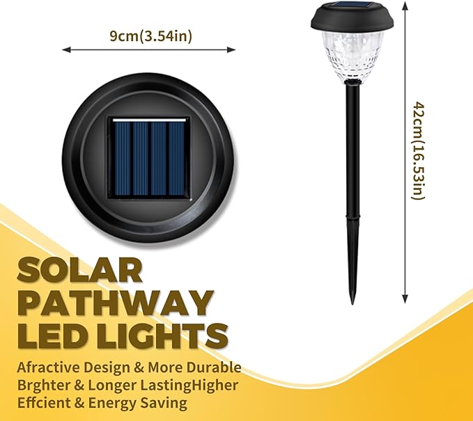 Super Bright Solar Light Waterproof 6 Pack Up to 12 Hours of Solar Outdoor Access Garden Light Automatic on/Off LED Landscape Lighting Decorate Walkways Courtyards Terraces