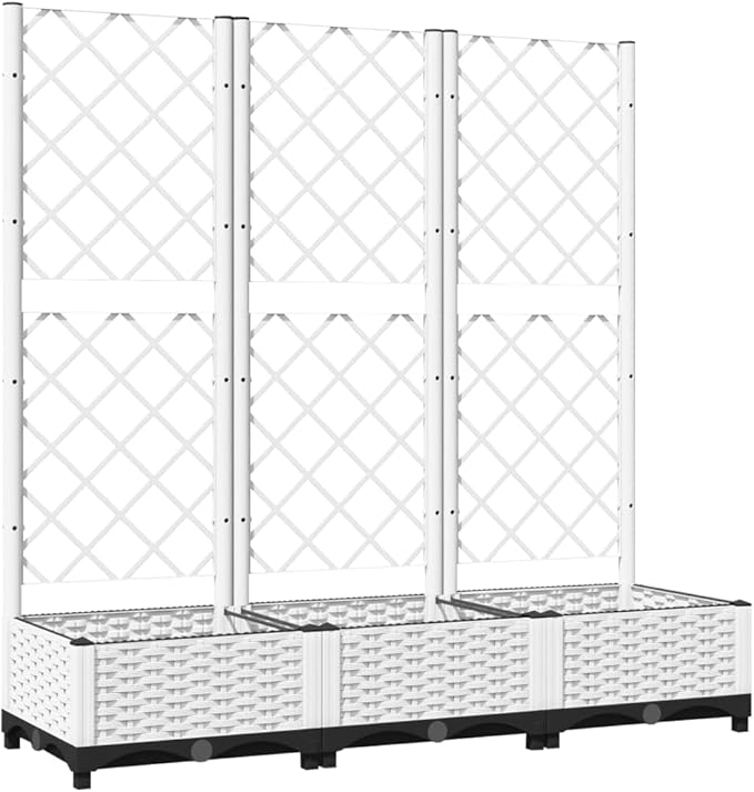 Garden Planter White Polypropylene 47.2 x 15.7 x 47.8 inches Rectangular Raised Garden Bed for Outdoor Plants Balcony Patio