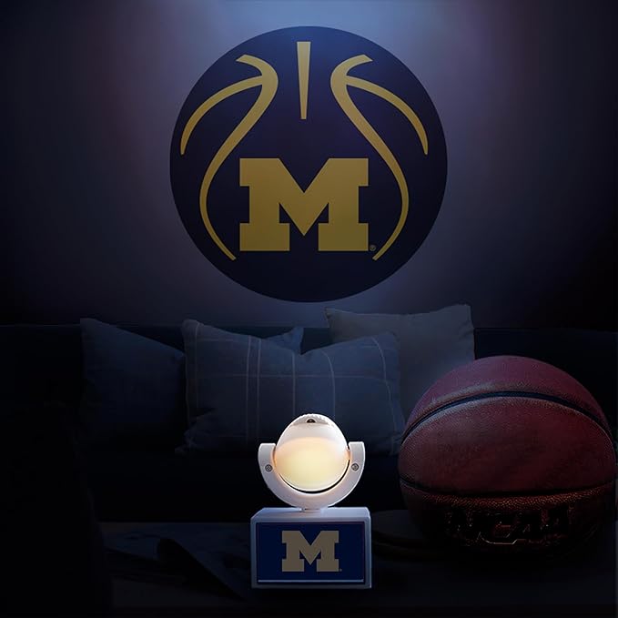 Sporticulture NCAA American Football Michigan - Adjustable Led Mini Spotlight Projector with 6 Team Logo Designs - Portable &amp Rechargeable Spotlight - Battery-Operated - 4.375” x 3.125”