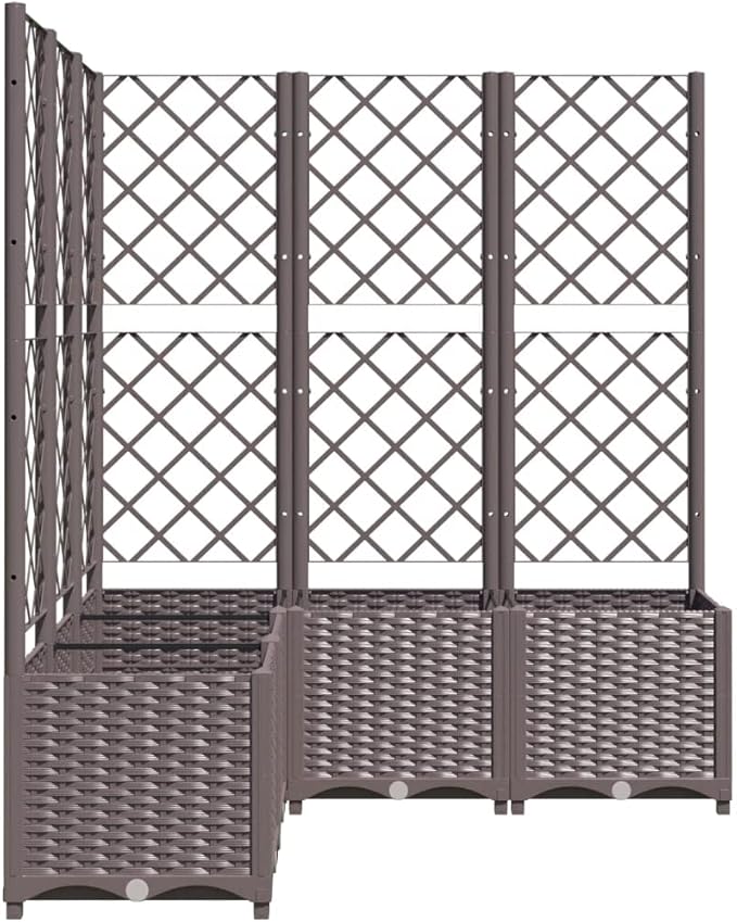 Large 47x47 Outdoor Raised Garden Box with Trellis Durable Polypropylene Planter for Vegetables Flowers on Patio Balcony Garden