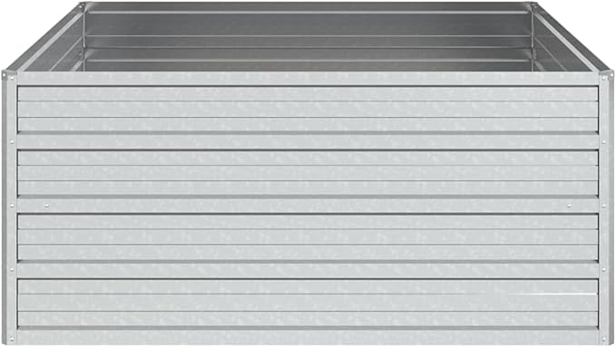 Bopdu Garden Raised Bed 39.4x39.4x17.7 Galvanized Steel Silver Backyard Patio Planter Raised Beds for Vegetables Outdoor Garden Raised Planter Box for Flowers Fruits