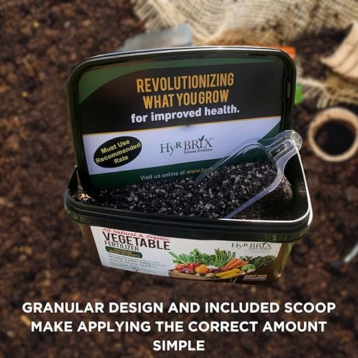 HyR BRIX Organic Vegetable Fertilizer 1-1-8 (5 LBS) - The Perfect Slow Release All Purpose Fertilizer Designed to Feed Your Garden Shrubs and Trees All Season Long!