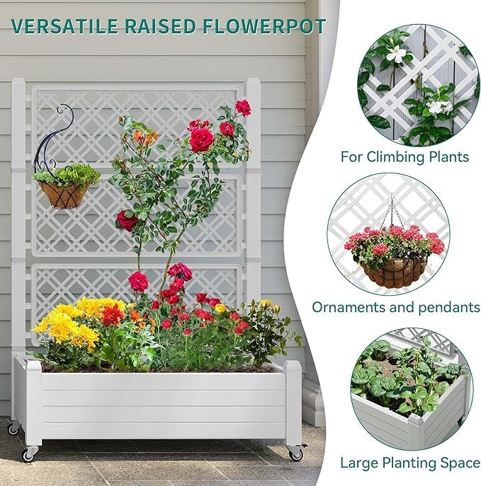 Raised Planter Boxes Outdoor 36 Tall Rot-Resistant Resin Garden Bed with Easy Assembly for Vegetables Flowers Herbs Fruits