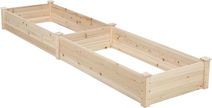 Incbruce 95x24x10 in Wooden Raised Garden Bed Planter Bolt Assembly Elevated Flower Bed Boxes Kit for Vegetable Flower Gardening Natural