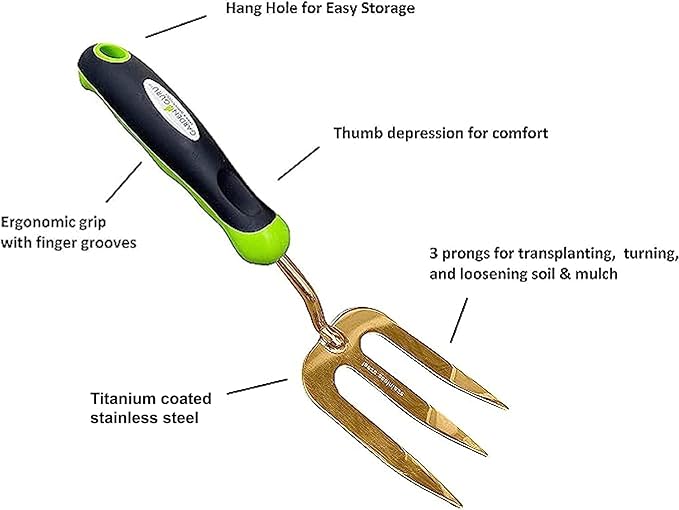 Garden Guru Titanium Garden Tool Set 3pc Hand Trowel Transplanter Cultivator – Heavy Duty - Rust Resistant - Ergonomic Handle – Perfect Gardening Tool Kit Gifts for Women &amp Men