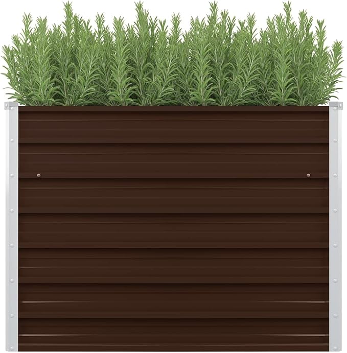 Raised Garden Bed Brown 39.4x39.4x30.3 Galvanized Steel
