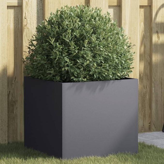 Raised Planter Box Anthracite 16.5x15.7x15.4 Durable Cold-Rolled Steel Outdoor Elevated Planter for Flower Beds Vegetable Garden Patio and Garden Raised Bed