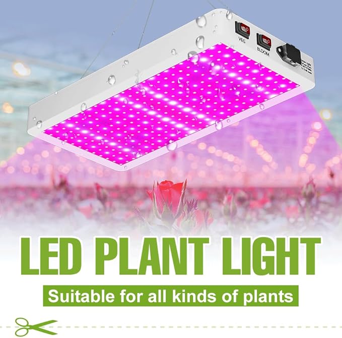500W Red-Blue Spectrum LED Grow Light with 312 Energy-Saving Lamp Beads VEG/BLOOM Dual Modes100-277V Universal Voltage US Plug Ideal for Seed GerminationHydroponicsVegetable/Flower Indoor Planting