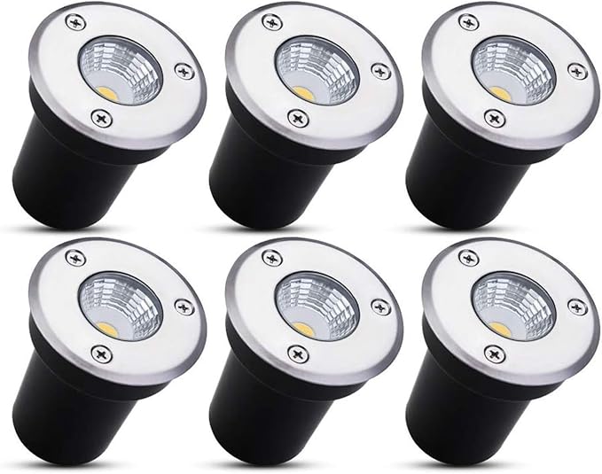 6PCS 3W LED Ground Lights - Outdoor Recessed Spotlight for Gardens Park Trails and Landscape Lighting