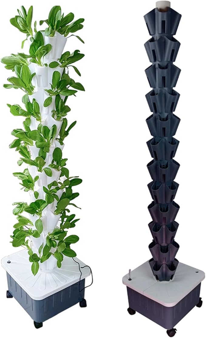 Tower Garden Hydroponic Growing Indoor Smart Garden Kit with Hydrating Pump Adapter Net Pots Timer Gift for Gardening Lover(Size:12TiersC