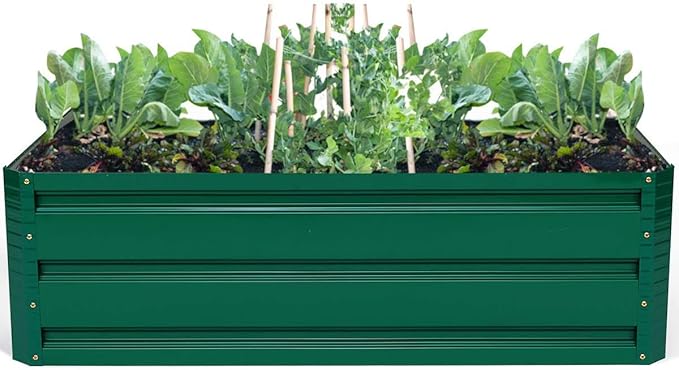 GRAFFY Steel Raised Garden Bed Reinforced Plant Growing Container for Vegetable Flower Herb Plants Outdoor Grass Patio Lawn Garden Beds Box (40 L x 32 W x 12.0 H)