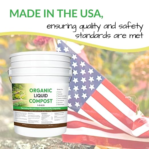 Organic Liquid Compost: Fast-Acting Alternative to Messy and Smelly Composting | Perfect for Annuals &amp Perennials Trees &amp Shrubs Lawn &amp Turf and Fields &amp Pastures (5 Gallons Treats