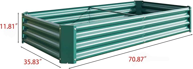 Raised Garden Beds Outdoor Rectangle Galvanized Metal Planter Box with Kit Above Ground Garden Bed for Vegetables Herbs Flowers and Plants (Green 6×3×1)