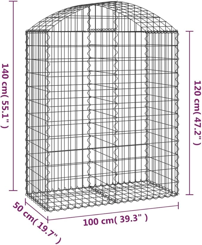 Gabion Basket Silver Galvanized Iron Large 39.4x39.4x55.1 Inch Rectangular Planter for Outdoor Plants Durable Raised Garden Bed