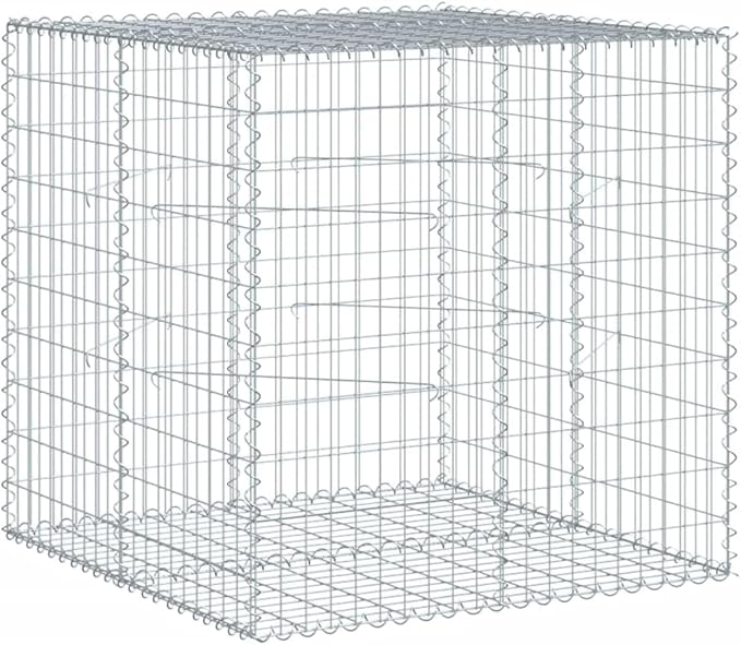 Galvanized Iron Gabion Basket with Cover 39.4x39.4x39.4 Metal Raised Garden Bed Outdoor Planter Box for Landscaping Flower Beds Patio Planters
