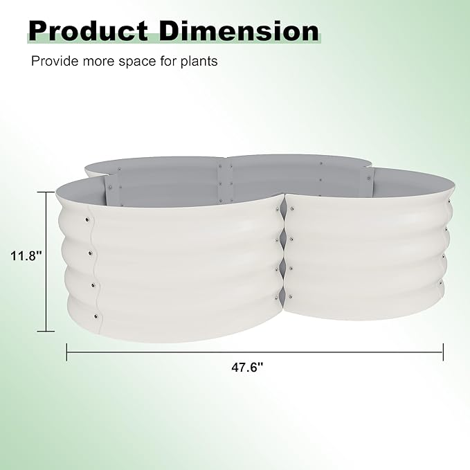 Galvanized Garden Raised Bed Kit – 2 Pack Steel Planter Boxes with Decorative Scalloped Trim 12 Deep Soil Space Weatherproof &amp Easy Assembly for Patio Balcony Veggies Flowers (Modern White)