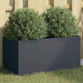 Anthracite Rectangular Planter 11.8x24.4x11.4 in Cold-Rolled Steel Raised Garden Bed Matte Finish Indoor Outdoor Elevated Box for Balcony Patio and Modern Urban Gardening
