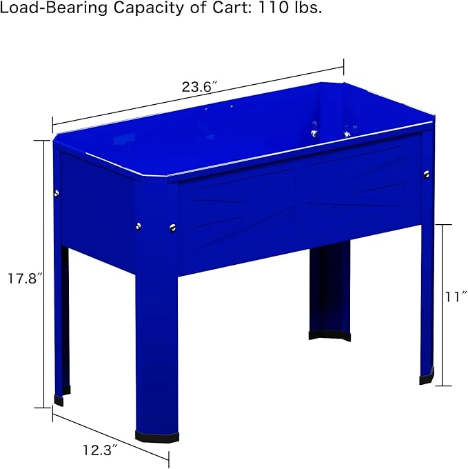 Elevated Metal Planter Box Stand Heavy Duty Raised Garden Bed for Vegetables Flowers Herbs Indoor Outdoor Use Cobalt Blue