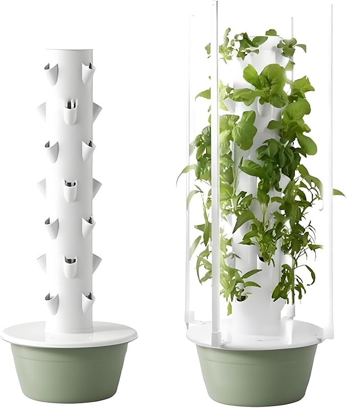Hydroponic Growing System Kit Indoor &amp Outdoor Herb Garden Vegetable Tower with LED Grow Lights Automatic Timer Ideals for Gardeners &amp Beginners 5thfloor