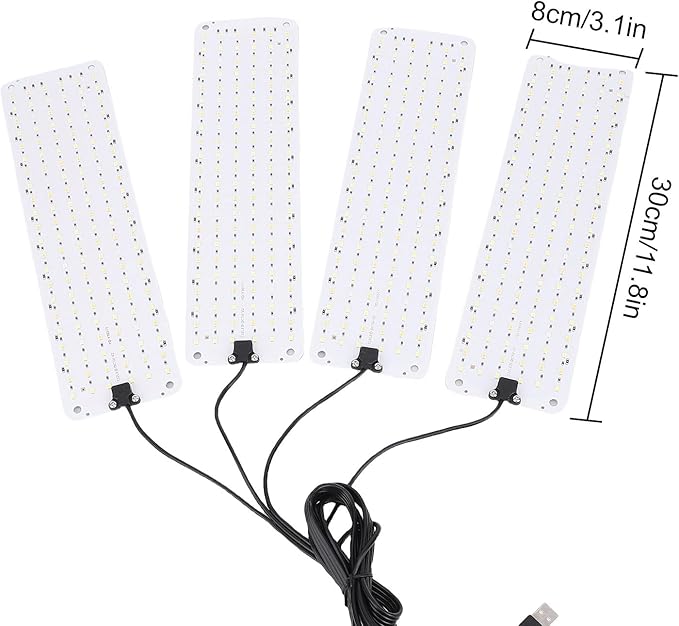 Fockety LED Grow Light for Indoor Plants Full Spectrum Plant Growing Lamp with 24H Timer High PPFD Energy Saving for Orchids Tomatoes Succulents 11.8 x 3.1 Inch Ultra Thin Panel (4 Head)