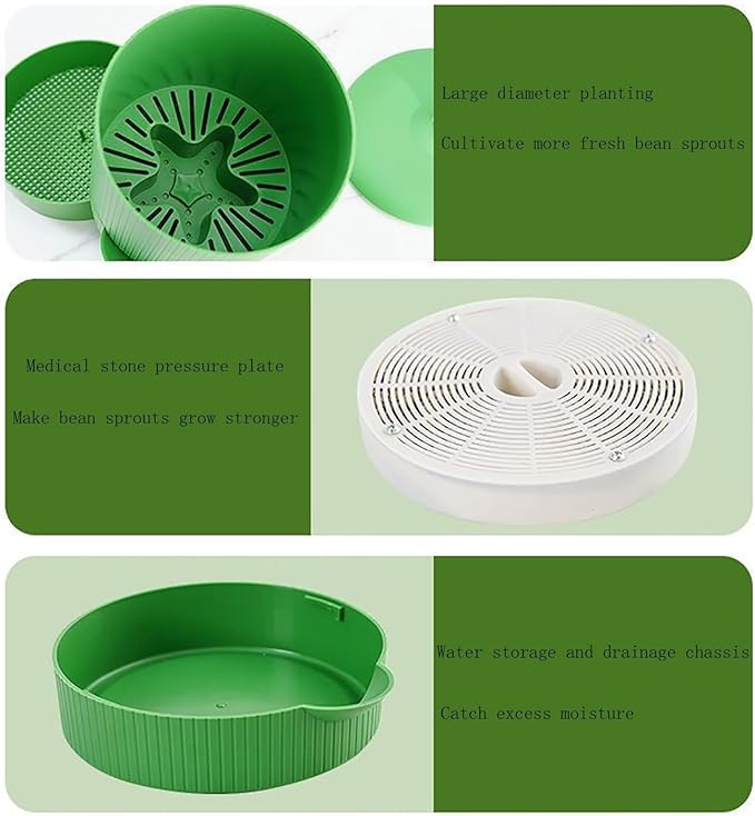 Bean Sprouts Machine Seed Sprouter Kit with Chassis360 Degrees Circulation Heating and Automatic Watering Multifunctional Planting Grid and Easy to Operation for Bean Sprouts Water Spinach