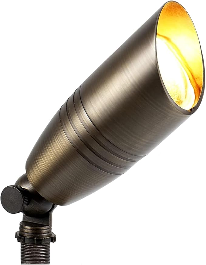 Solid Brass Landscape Lighting Spotlight Heavy Duty Bronze LED Spot Lights Waterproof Outdoor Uplighting 12V Low Voltage (1)