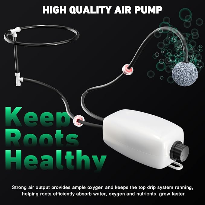 DWC Hydroponics Growing System with Top Drip Kit 7 Gallon Deep Water Culture Bucket System with Air Pump Air Stone Air Hose Recirculating Drip Garden System