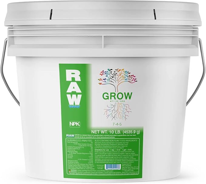 RAW All in One Grow 10lb - Complete Plant Nutrition for Thriving Growth - Indoor Outdoor Hydroponic Use