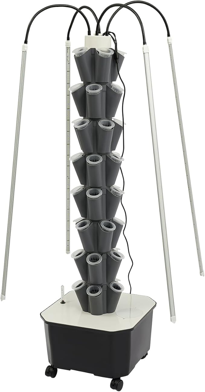 Hydroponic Growing Tower System Kit 40-Plant Vertical Hydroponics Garden Tower with LED Grow Light for Outdoor Indoor Herbs Fruits Vegetables Smart Garden Planter Kit