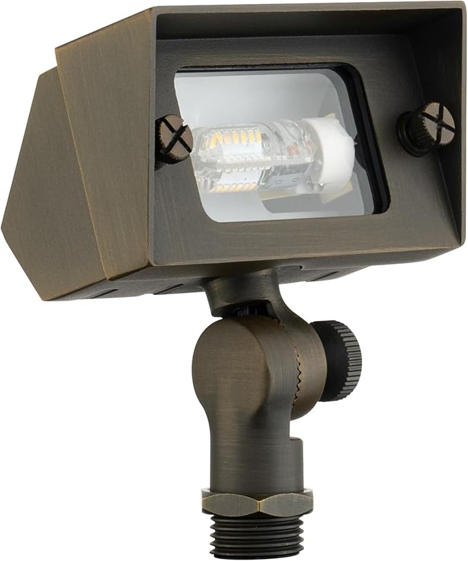 Amped Landscape Lighting 12V Flood Wall Wash Light with G4 Socket in Aged Brass Solid Copper Enhanced Protection for Coastal Environments
