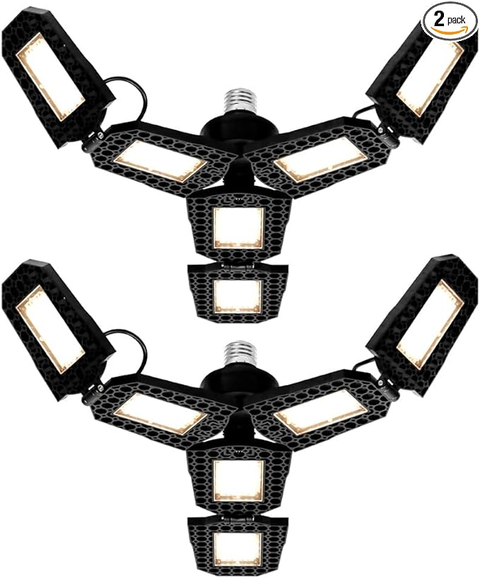 2Pack 300W Deformable Sunlight Plant Light E27/E26 Sunlight Adjustable Panels UV/IR Greenhouse Tent Planting Box 100-277V Full Spectrum Seeds Hydroponic Lamp Indoors Vegetable Fruits Fill Lighting