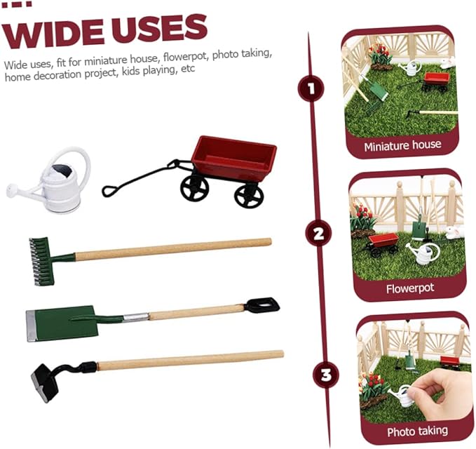 3 Sets Mini Gardening Tool Model Mini Accessory for Creative Decoration and Micro Garden Scenes
