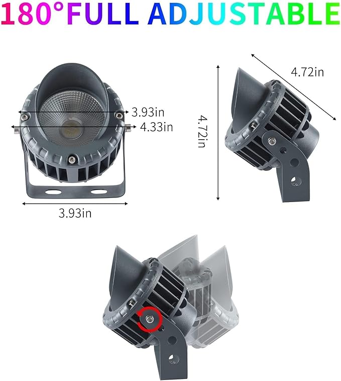 Led Beam Light - RGB Color Changing Rotation Spotlight AC12V COB Tree Outdoor Flood Light Garden Villa Courtyard Lawn Landscape Light(18w)