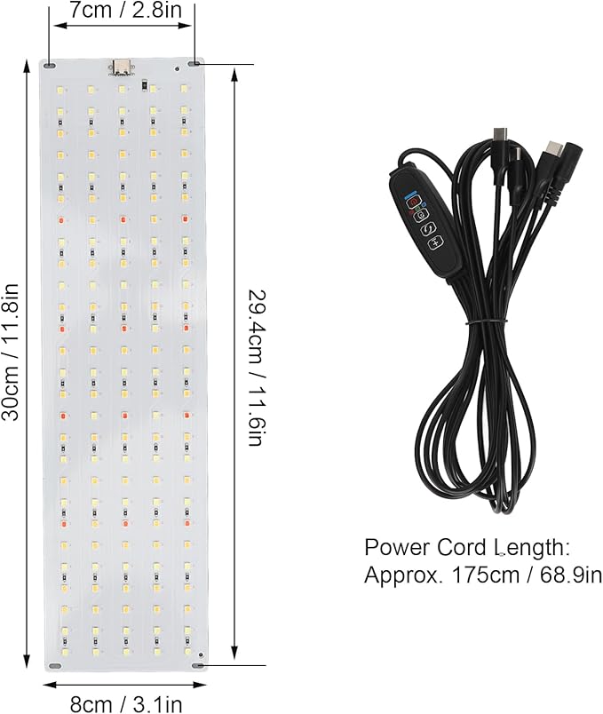 Plant Grow Light 35W 4 Dimmable Levels Ultra Thin Panel Grow Lamp with 3H 9H 12H Timer 540LEDs Full Spectrum Grow Lights for Indoor Plant Stands Under Cabinets (US Plug)