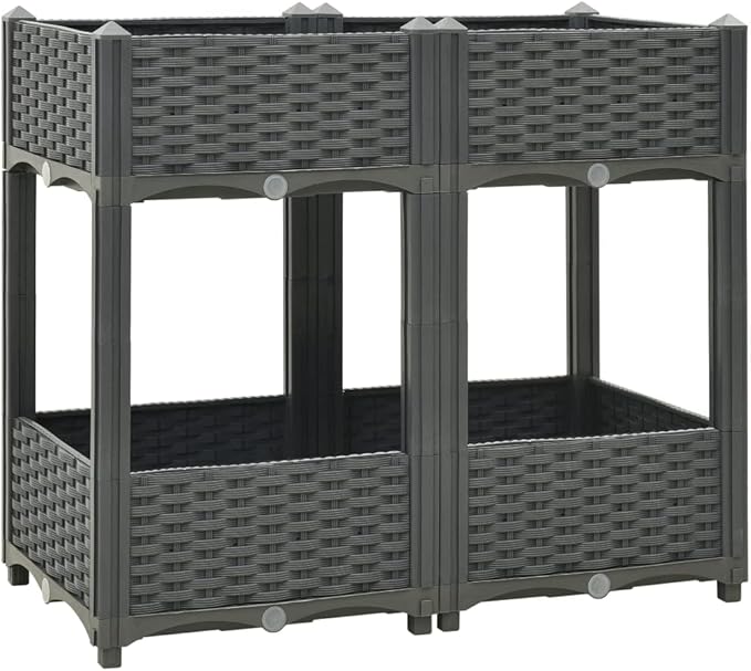 Raised Bed Outdoor Planter Garden Bed Polypropylene Raised Garden Bed Raised Planter Bed Raised Plant Containers for Fresh Vegetables Herbs Flowers 31.5x15.7x28