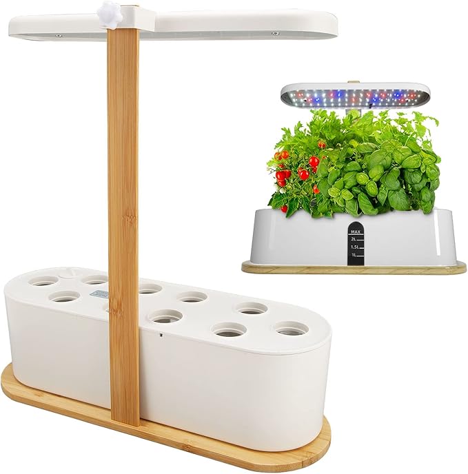 10 Pods Indoor Garden Plant Germination Kit with LED Grow LightHydroponics Growing System 2.5L Water Cycle Herb Garden Plants Germination Kit with Automatic Timer for Family Gardening Planter