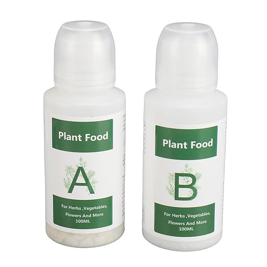 100ML Hydroponic Plant Food Hydroponics Nutrients Set with Grow Sponges A B Plant Food 50 Stickers Kit Hydroponic Plant Food