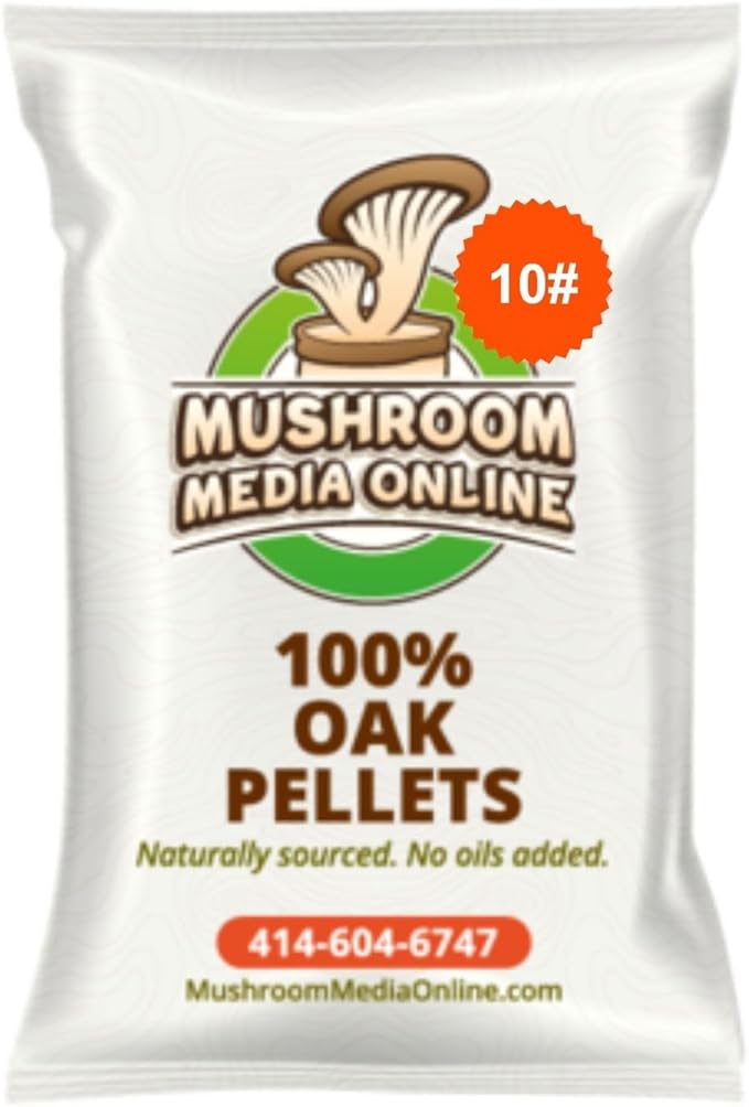Premium 100% Oak Pellets – Pure Hardwood Substrate for Mushroom Cultivation | Ideal for Shiitake Oyster Reishi &amp More (10 Pounds)