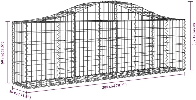 Arched Gabion BasketGreenhouse PlanterDecorative Patio PlantersPatio Raised BedsVegetable PlantersHerb Plantersfor Deep-rooted vegetablesFlowers78.7x11.8x23.6/31.5 Galvanized Iron