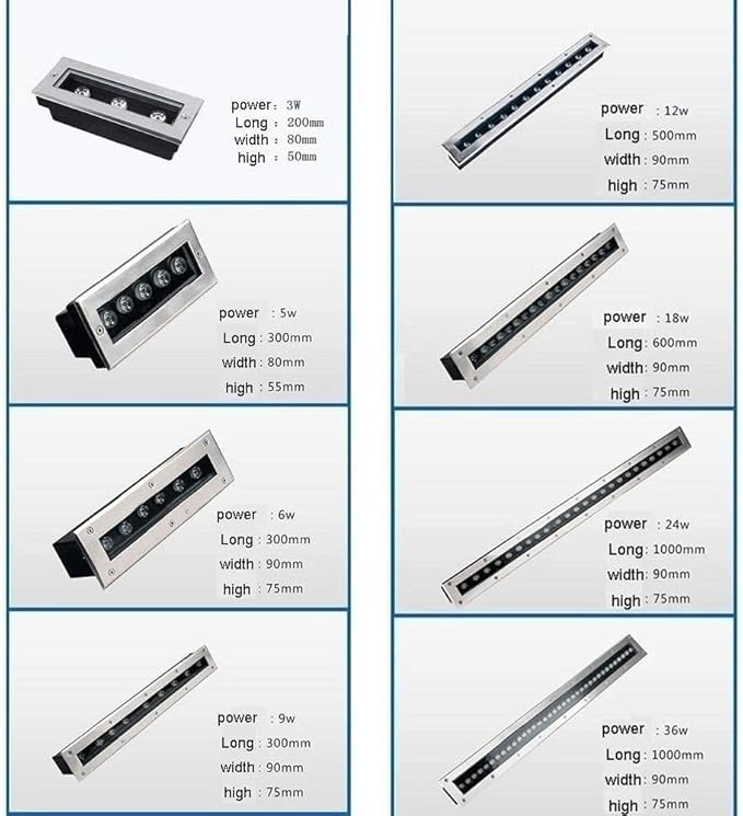 LED Recessed Outdoor Spotlight - Outdoor Landscape Lights LED Floor Spotlight Rectangular Linear Underground Light IP67 Waterproof Floor Pathway Lighting LightsRed-85-245V(24W)