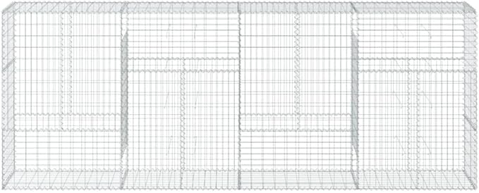 Galvanized Iron Gabion Basket with Cover 157.5x19.7x59.1 Outdoor Raised Garden Bed Planter Box Sturdy Metal Mesh for Landscaping Retaining Walls &amp Decorative Features