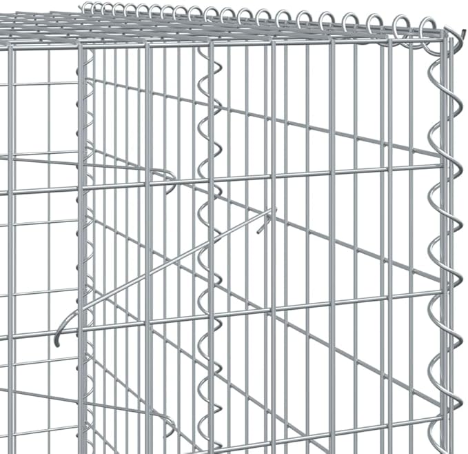 Gabion Basket with Cover 236.2 x 39.4 x 78.7 Galvanized Iron Raised Garden Bed Outdoor Planter Elevated Garden Bed Metal Raised Bed for Landscaping and Decorative Features