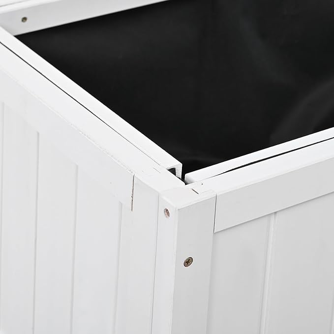 Merax 35.4''x17.7''x37.4'' Raised Garden Bed Compact 2 Doors Garden Greenhouse with Wheels Mini Wood Cold Frame Planter Box Stand for Backyard Patio Balcony w/Bed LinerWhite
