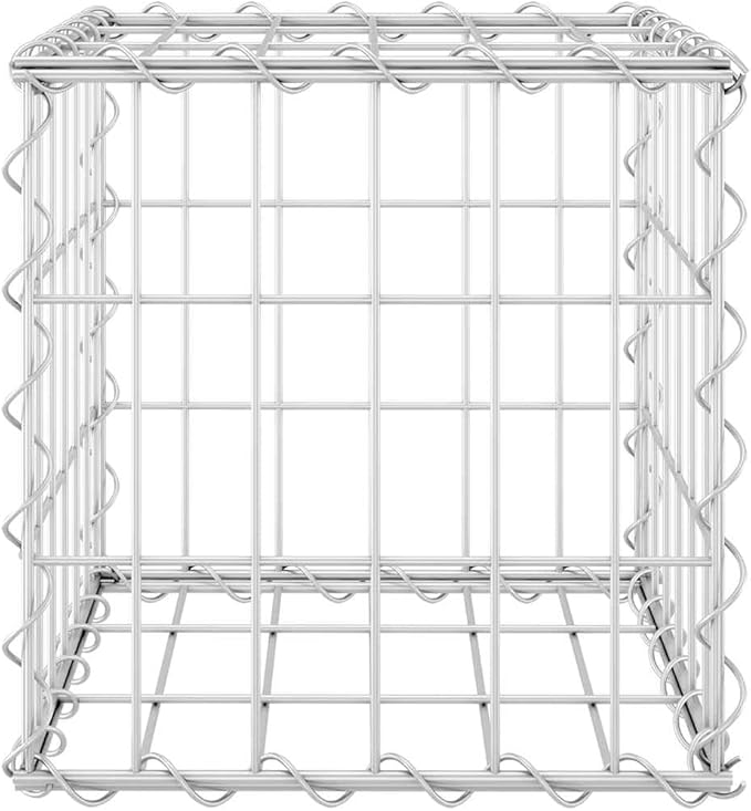 YAFF Silver Gabion Raised Bed - Cubic Metal Steel Mesh Garden Cage 11.8 Inch - Outdoor Landscaping and Gardening