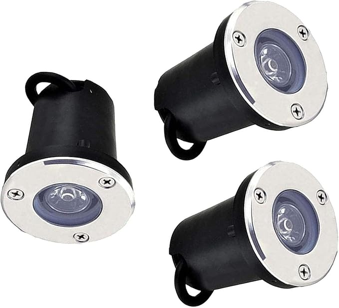 3PCS Ground LED Landscape Lamp - 1/3W Outdoor Buried Lights IP65 Waterproof Underground Buried Lamp Recessed LED Spotlight for Driveway Deck Step Villa DecoratBlue Light 3W