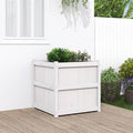 Wooden Garden Planter Box Outdoor Flower Box Wood Flower Boxes for Outdoor Plants Raised Garden Bed Planter Box White 27.6x27.6x27.6 Solid Wood Pine-96