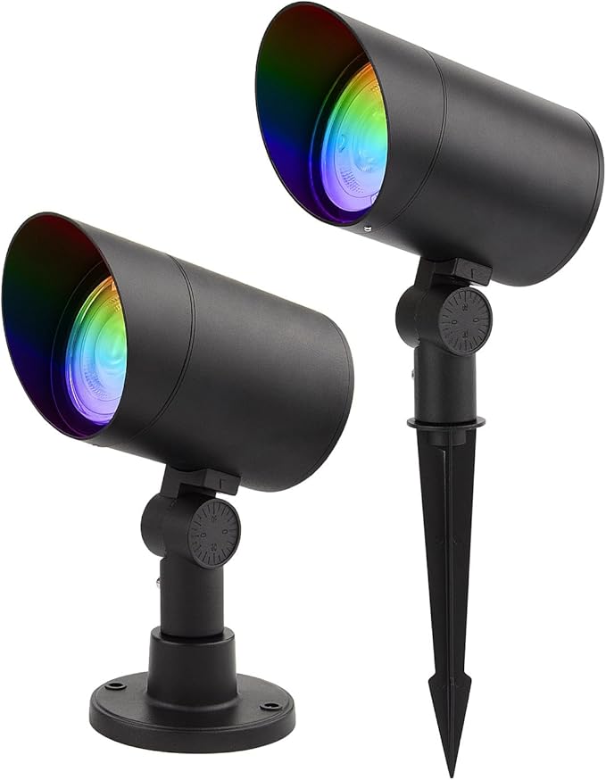Led Landscape Outdoor Spot Light with Anti-Glare Cap - Heavy Duty Waterproof IP67 24V Accent Light Adjustable Mount RGB Thickened Aluminum Spotlight for BLDG Yard Garden Tree